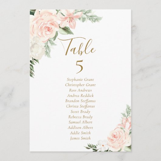 Rosa Blumenkarten für Hochzeitstische Einladung (Vorderseite)