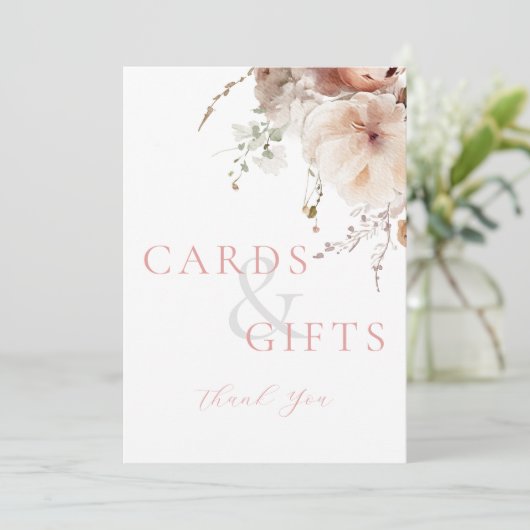 Rosa Blumenkarten und Geschenke Brautparty Untersc Programm (Stehend Vorderseite)