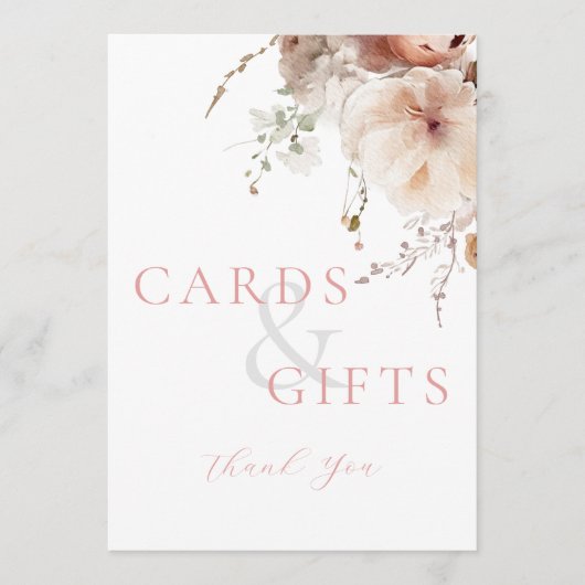 Rosa Blumenkarten und Geschenke Brautparty Untersc Programm (Vorderseite)