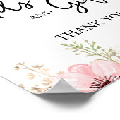 Rosa Blumenkarten und Geschenke Kinderdusche Poster (Ecke)