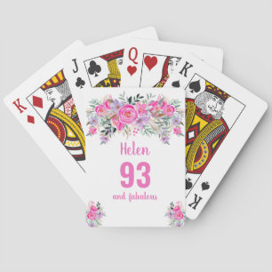 Rosa Blumenkarten zum 93. Geburtstag Spielkarten