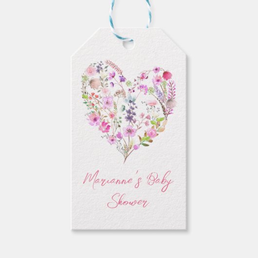 Rosa Blumenkinder in Blütendusche Geschenkanhänger (Vorderseite)