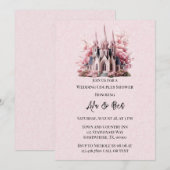 Rosa Blumenkirche gestrichen Brautpaare Dusche Einladung (Vorne/Hinten)