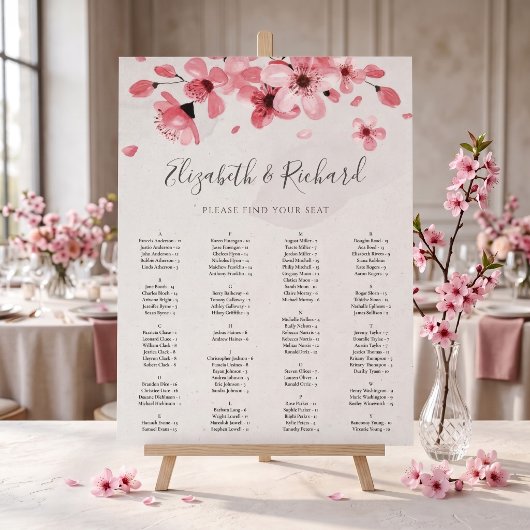 Rosa Blumenkirschenblüte Hochzeitstabelle Poster