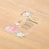 Rosa Blumenkleid Princess Gold Quinceanera Acryleinladungen (Ablage )