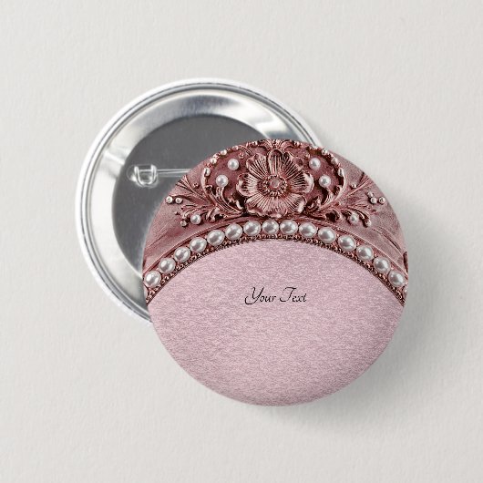 Rosa Blumenknopf Button (Vorne & Hinten)