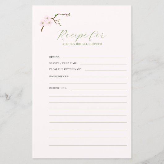 Rosa Blumenkochkarte für das Brautparty (Vorderseite)