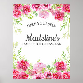 Rosa Blumenkohl Blätter Weißer Geburtstag Party Ei Poster