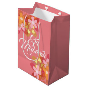 Rosa Blumenkohl Eid Mubarak Geschenktasche Mittlere Geschenktüte
