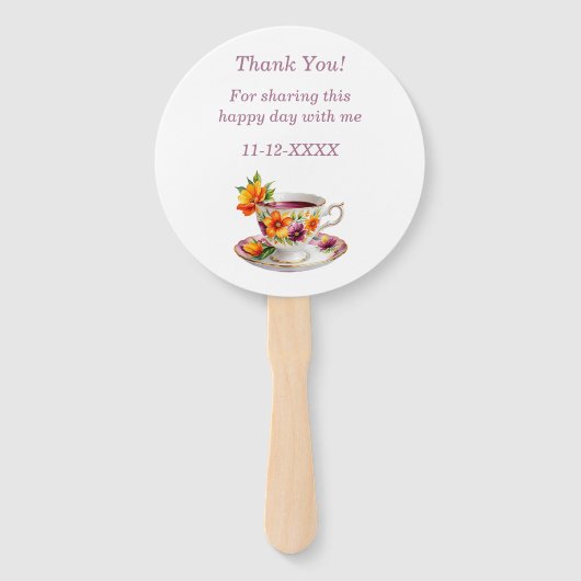 Rosa Blumenkohl Party Babydusche Handlüfter Fächer (Rückseite)