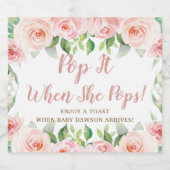 Rosa Blumenkohl Pop, wenn sie Pop Girl Baby Dusche Schaumweinetikett (Einzelnes Label)