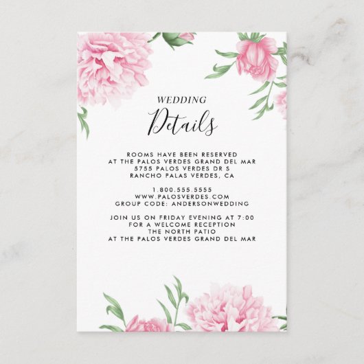 Rosa Blumenkolbe Botanische Elegante Details Begleitkarte (Vorderseite)