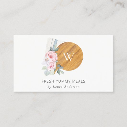 Rosa Blumenkoppel-Board Neapel Catering Visitenkarte (Vorderseite)