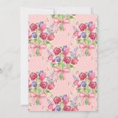 Rosa Blumenkörbe und Schmetterlinge Osterhasen Bru Einladung (Rückseite)