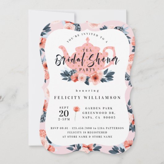 Rosa Blumenkost Party Bridal Dusche Einladung (Vorderseite)