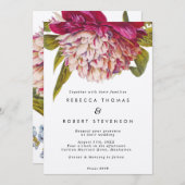 Rosa Blumenkraft Vintag Boho Hochzeitseinladung Einladung (Vorne/Hinten)