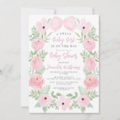 Rosa Blumenkräne niedliche Boho Babydusche Einladung (Vorderseite)