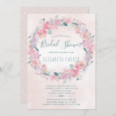 Rosa Blumenkranz Brautparty Einladung (Vorne/Hinten)