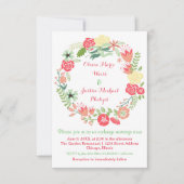 Rosa BlumenKranz - Einladung der Hochzeits-3x5 (Vorderseite)