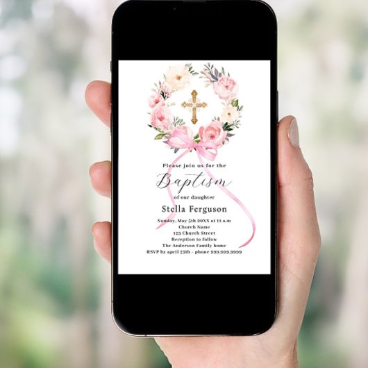 Rosa Blumenkranz-Kreuzbrust Einladung