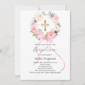 Rosa Blumenkranz-Kreuzbrust Einladung (Vorderseite)