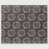 rosa Blumenkranz Monogramm Geschenkpapier (Flach)