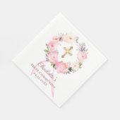 Rosa Blumenkranzbogen Erstkommunion Mittagessen Serviette (Ecke)