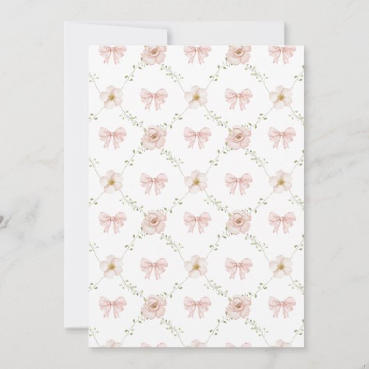 Rosa Blumenkraut Babymädchendusche Einladung (Rückseite)