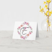 Rosa Blumenkraut Buchstabe E Karte (Gelbe Blume)