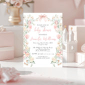 Rosa Blumenkraut Butterfly Babydusche Einladung