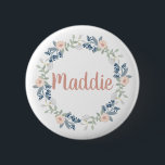 Rosa Blumenkraut Individuelle Name Abzeichen Button<br><div class="desc">Abzeichen mit niedlichem Namen für Schule oder Arbeit</div>