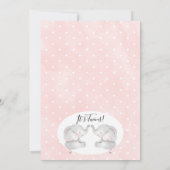 Rosa Blumenkreide Elefanten Zwillingsdusche Einladung (Rückseite)