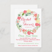 Rosa Blumenkreislauf Wreath-3x5 Brautparty laden e Einladung (Vorne/Hinten)