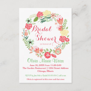 Rosa Blumenkreislauf Wreath-3x5 Brautparty laden e Einladung