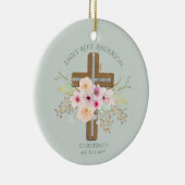 Rosa Blumenkreuz Bouquet Girl Taufe Keramik Ornament (Rechts)