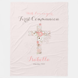 Rosa Blumenkreuz Fleecedecke