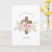 Rosa Blumenkreuz Karte (Gelbe Blume)