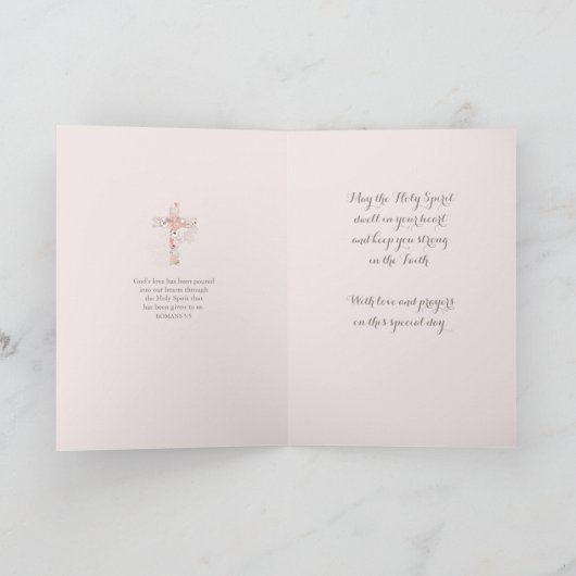 Rosa Blumenkreuz Karte (Innenseite)