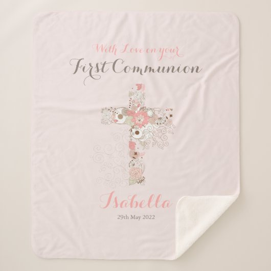 Rosa Blumenkreuz Sherpadecke (Vorderseite)