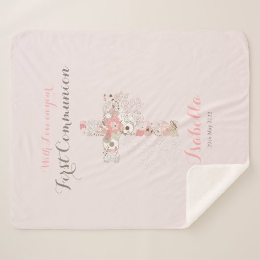 Rosa Blumenkreuz Sherpadecke (Vorderseite (Horizontal))