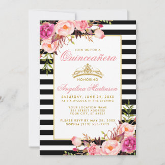 Rosa Blumenkronen aus Quinceanera Einladung