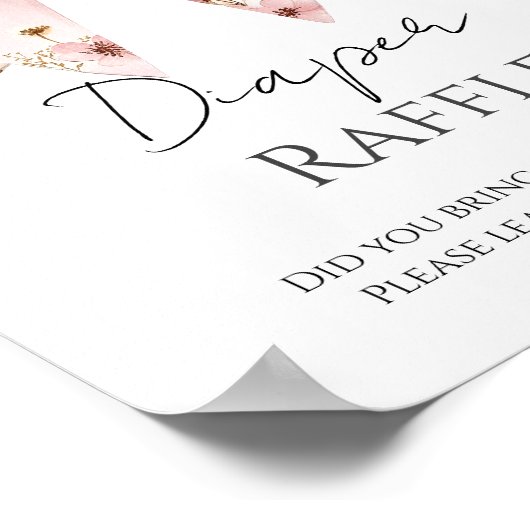 Rosa Blumenkrug Kinderdusche Windelwanne Windelwan Poster (Ecke)