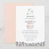 Rosa Blumenkuchen Einladung (Vorne/Hinten)