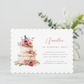 Rosa Blumenkuchen Einladung zum Geburtstag (Stehend Vorderseite)