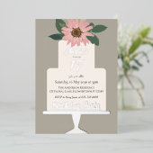 Rosa Blumenkuchen Geburtstagsparty Silber Folieneinladung (Stehend vorne)