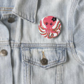 rosa Blumenkunst der Krake Button (Beispiel)