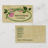 Rosa Blumenkunst Nouveau Visitenkarte (Vorne/Hinten)