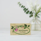 Rosa Blumenkunst Nouveau Visitenkarte (Stehend Vorderseite)