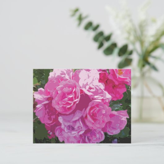 Rosa Blumenkunst Postkarte (Stehend Vorderseite)