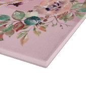 Rosa Blumenkunst, rosa Blumenreste Schneidebrett (Ecke)